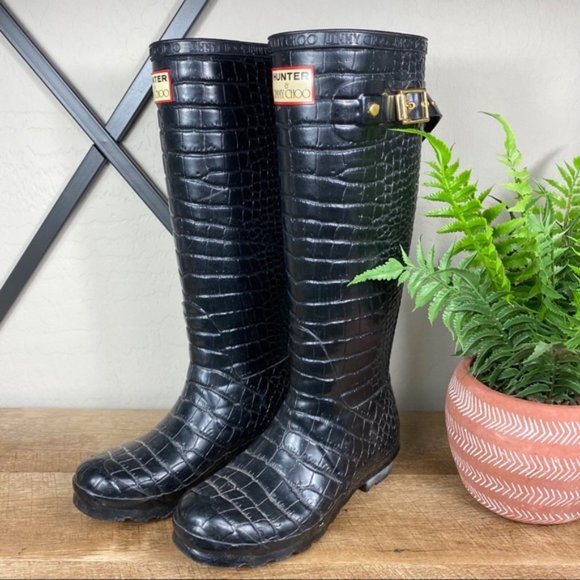 Hunter Shoes - Jimmy Choo x Hunter Tall Croc Embossed Rainboots